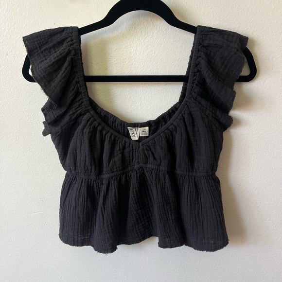 Roxy Black Babydoll Top - Picture 1 of 2